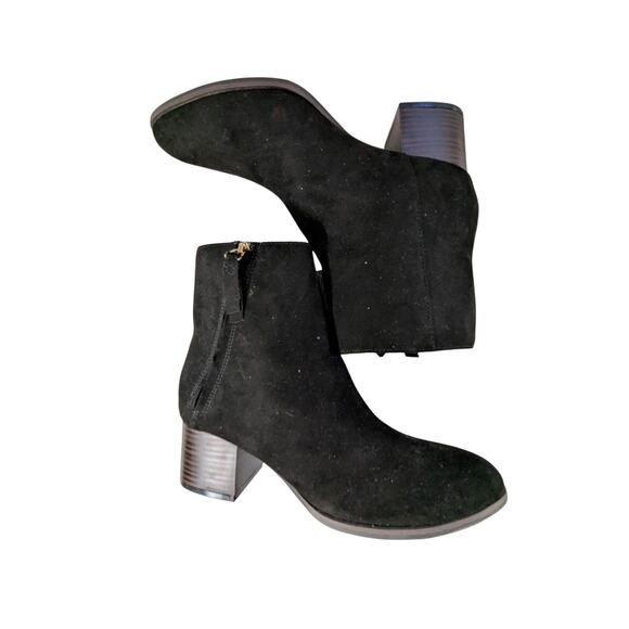 NWT! OLD NAVY! BLACK VEGAN SUEDE MICROFIBER CHUNKY HEEL ANKLE BOOTS! SZ 7M - Picture 9 of 12